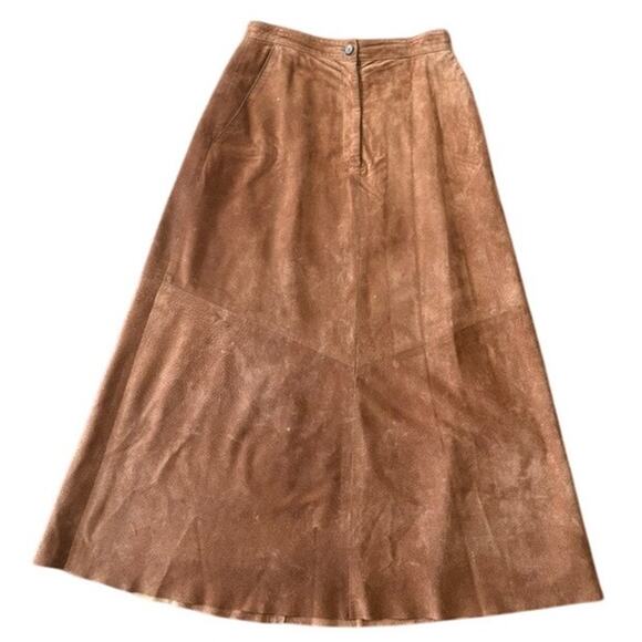 Vintage Talbots Suede Maxi Skirt Women’s 6 Tan Equestrian Cottagecore Vibes - Picture 5 of 8
